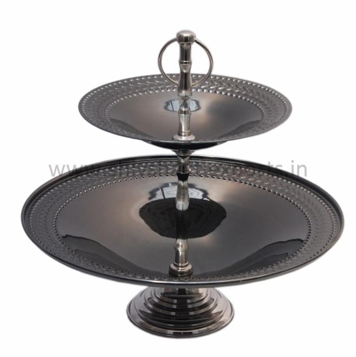 Cake Stand with Black Nickel Plating  - Aluminum