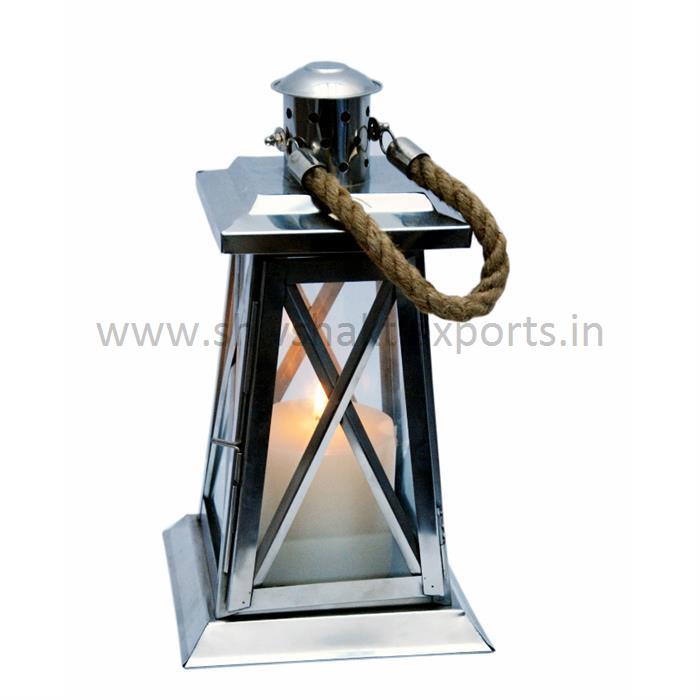 Candle Lantern Stainless Steel Polished