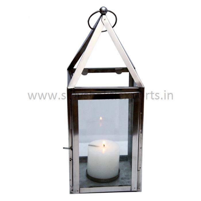 Candle Lantern Stainless Steel Polished