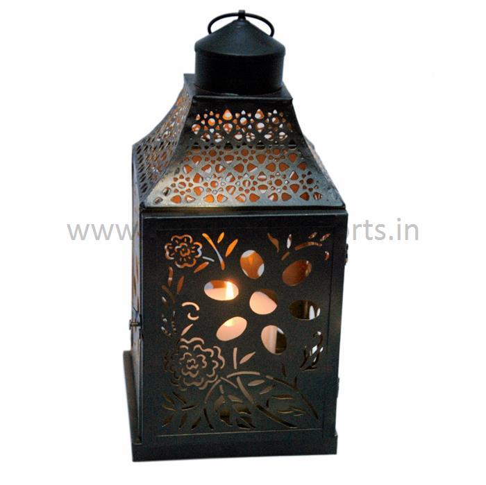 Candle Lantern Iron Black Powdeer Coated